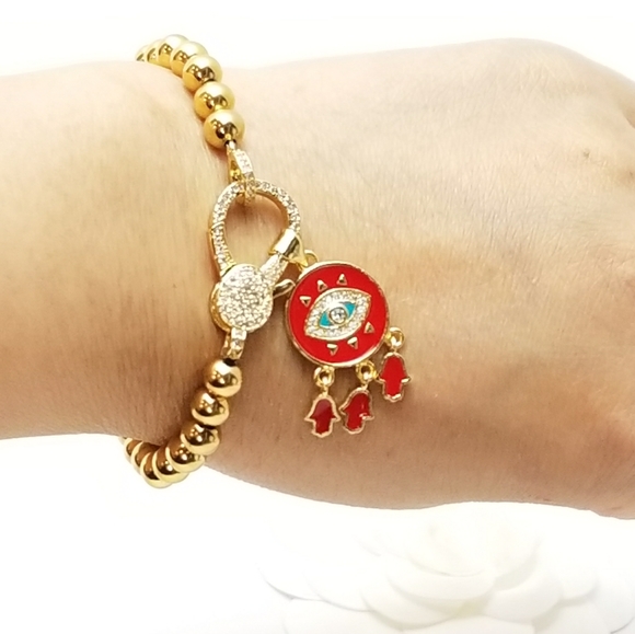 NWT Evil Eye Hamsa 18K Gold Stainless Steel NEW - Picture 9 of 10